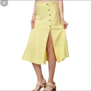 FREE PEOPLE POPPY BUTTER YELLOW LINEN SKIRT